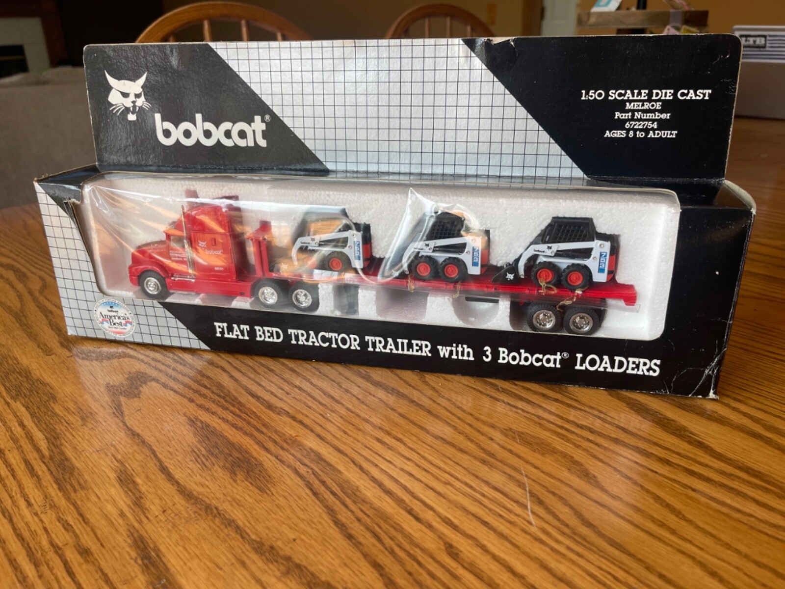 RARE BOBCAT DEALER PROMO FLATBED TRACTOR TRAILER W/3 SKIDSTER LOADERS NIB