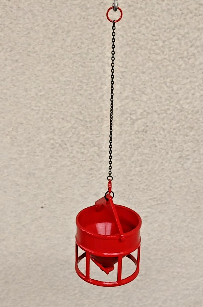 Concrete Bucket 3D Printed In Mammoet Red 1/50th, 1/48th.