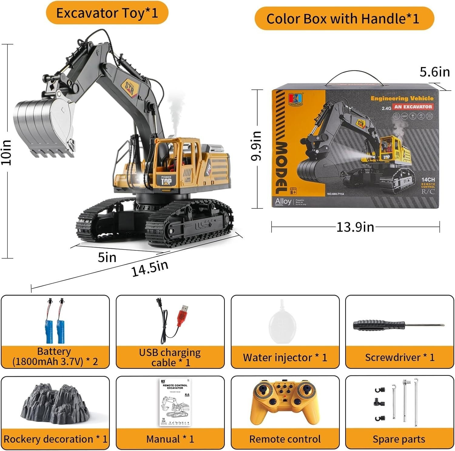 Construction Excavator Toy – Kids Toy Engineering Digger Truck, Remote Contro