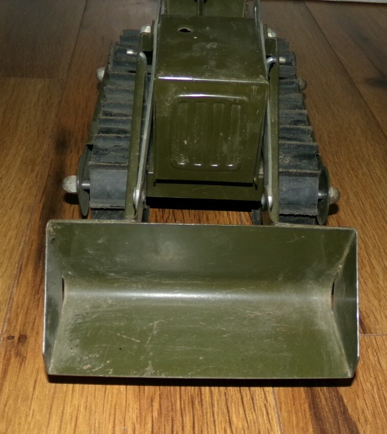 Vintage 1960s Structo Green U.S. Army Engineers Bulldozer Pressed Steel Toy Rare