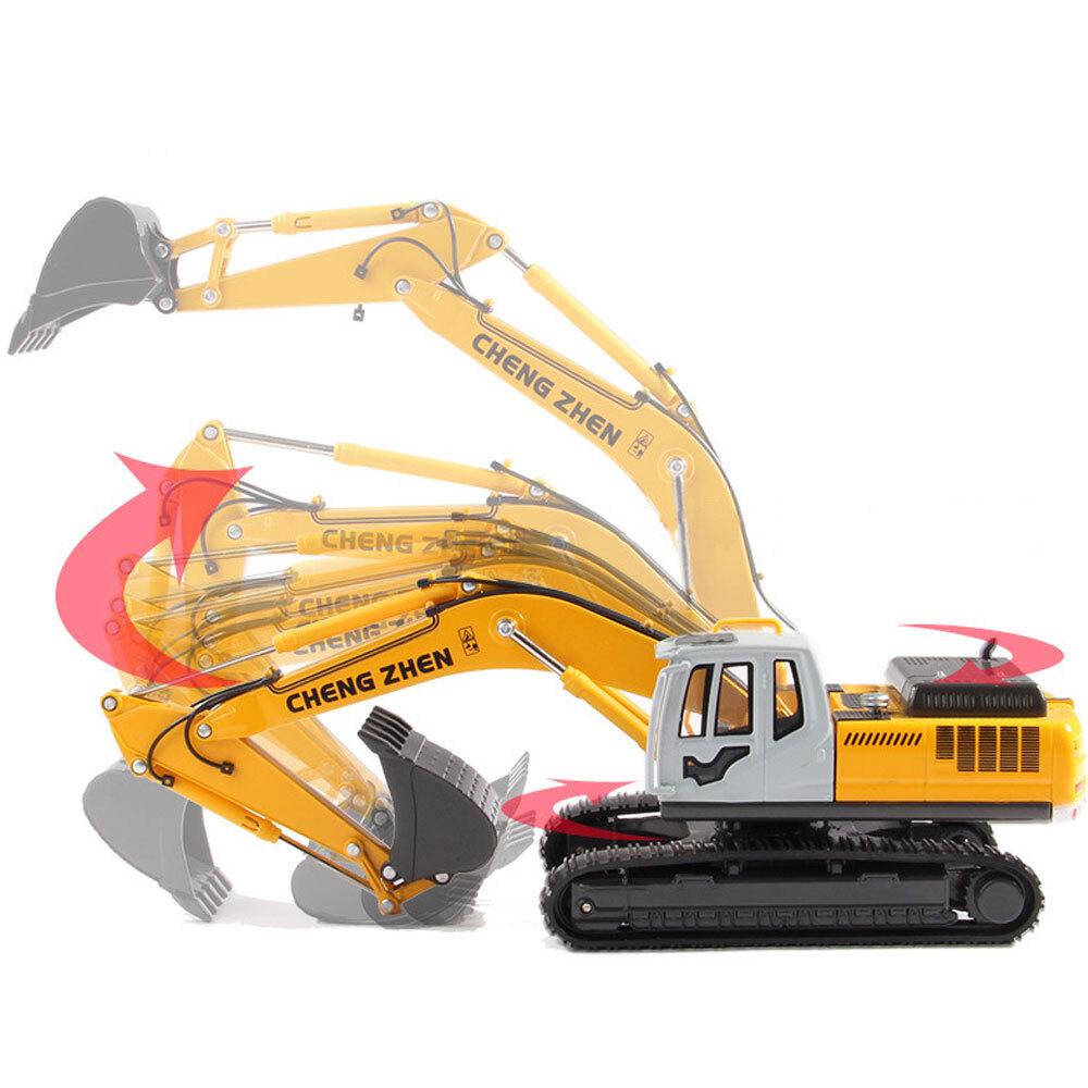 1/50 Crawler Excavator Toy Diecast Construction Digger Truck for Adults Yellow