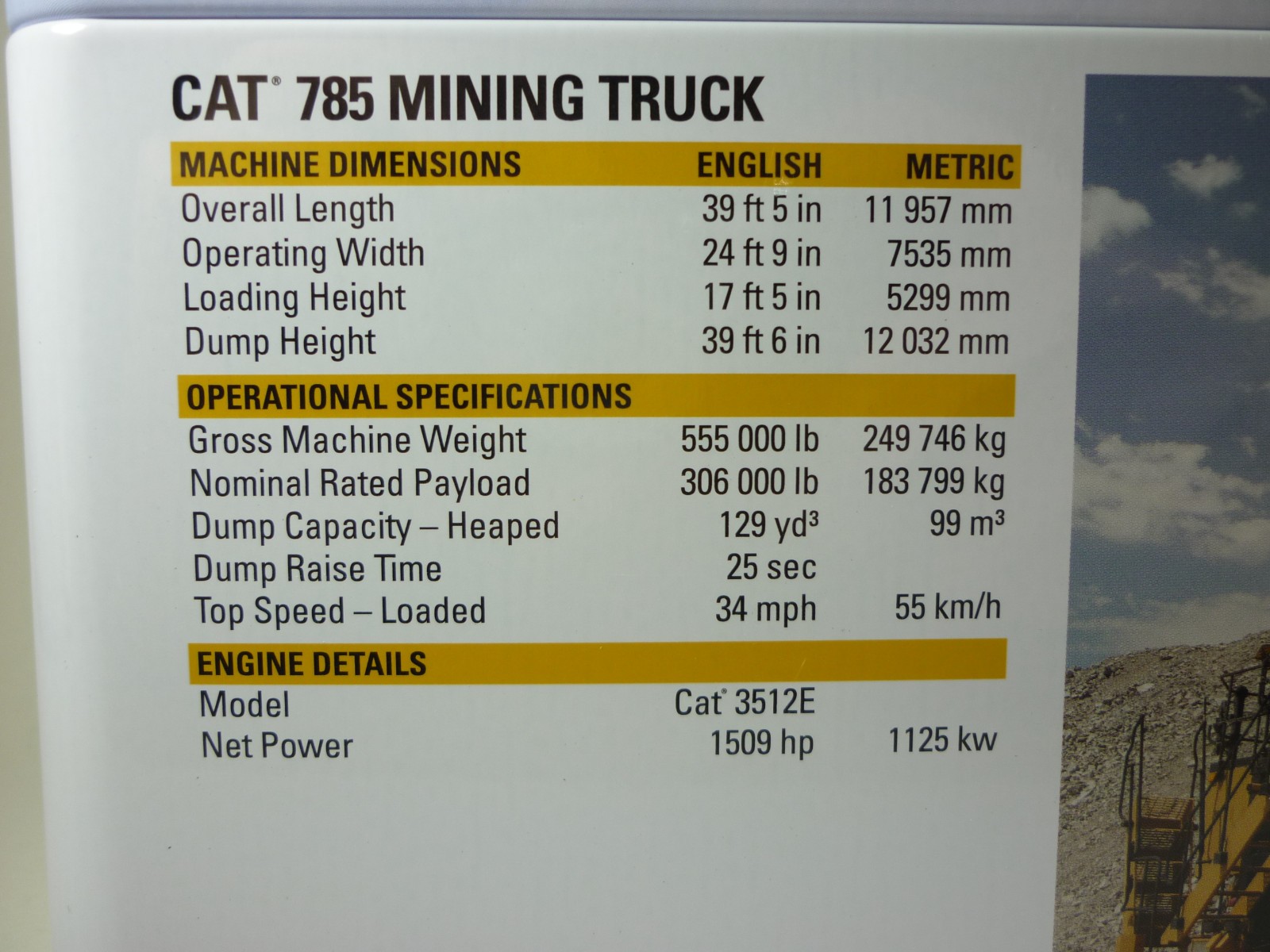 DieCast Masters 1:87 Caterpillar 785 Mining Dumper Die-Cast Metal Model