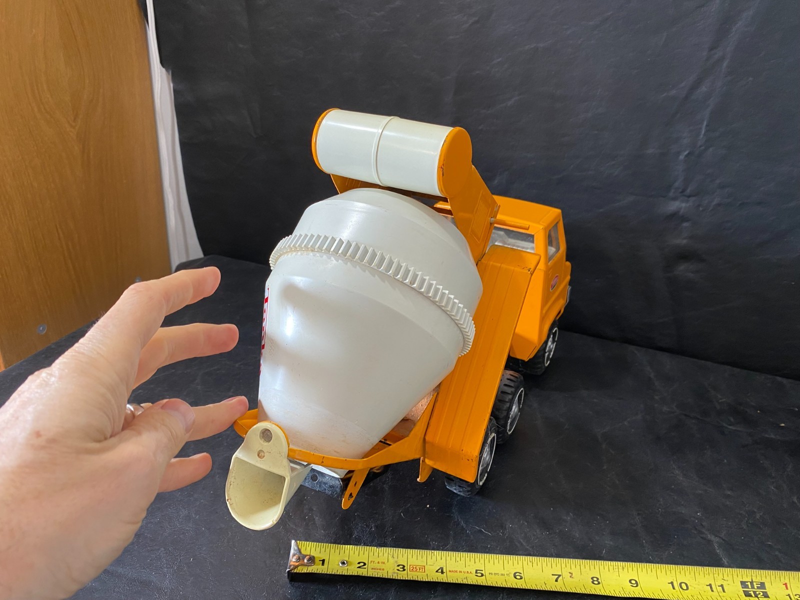 tonka vintage pressed steel cement mixer construction vehicle ORANGE