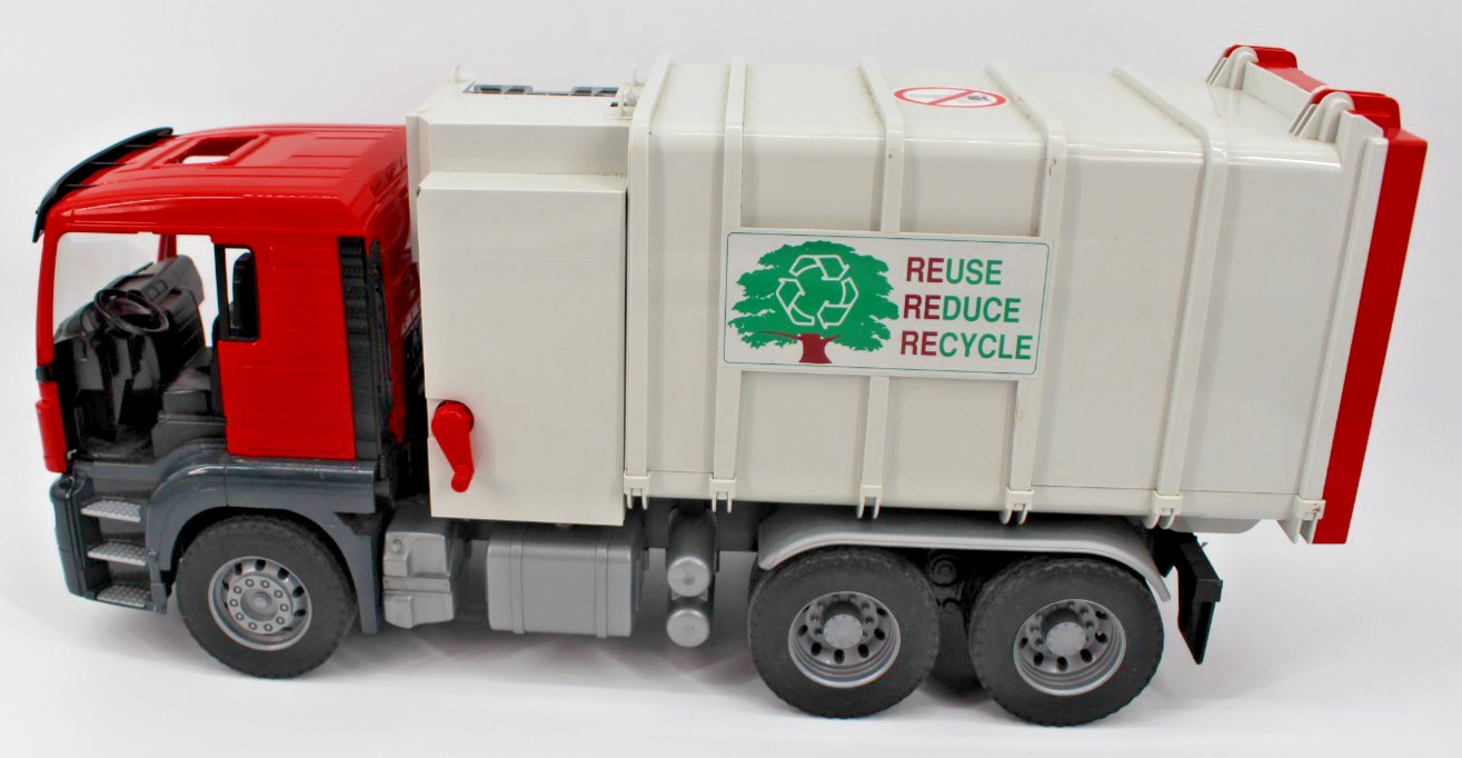 8 INCOMPLETE BRUDER Toy Trucks MAN Tow, Logging Truck, Dump, Garbage, Fire Truck