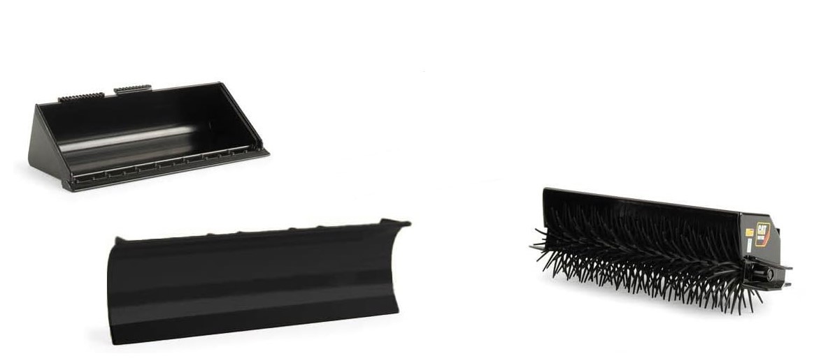 DIECAST MASTERS – Black construction machine with accessories – CATERP…