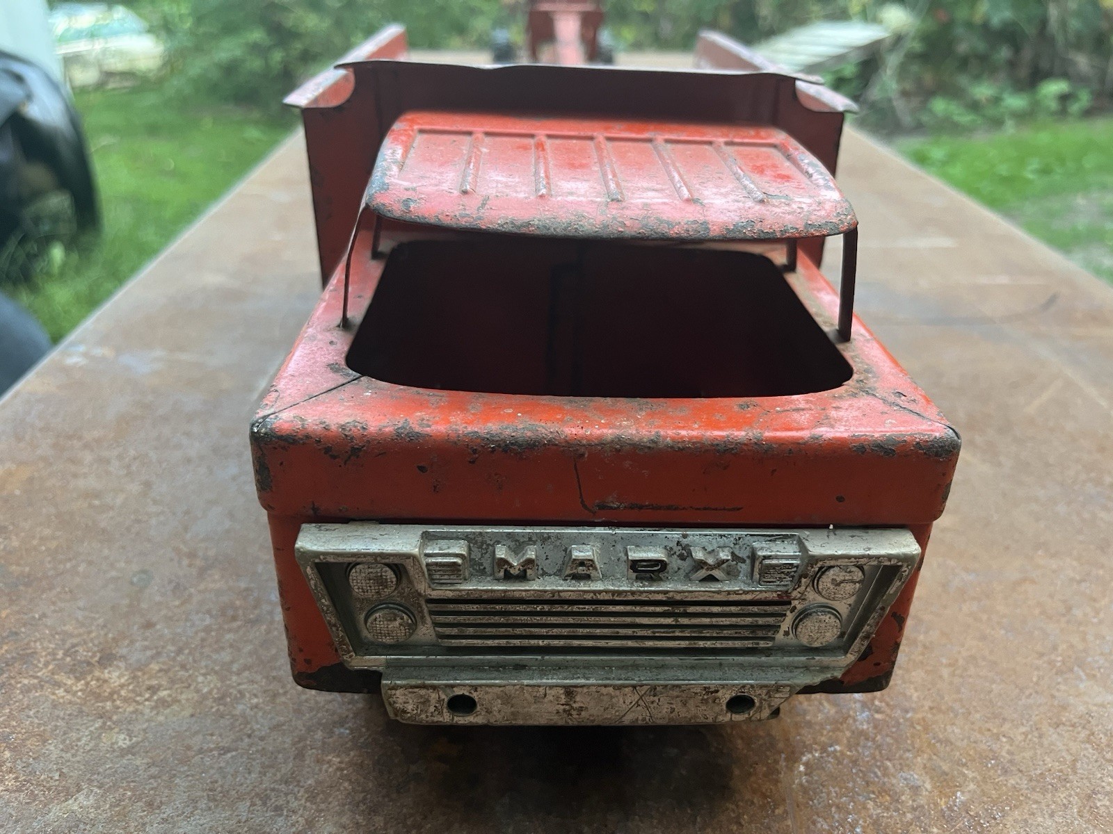 Marx Orange Metal Toy Dump Truck