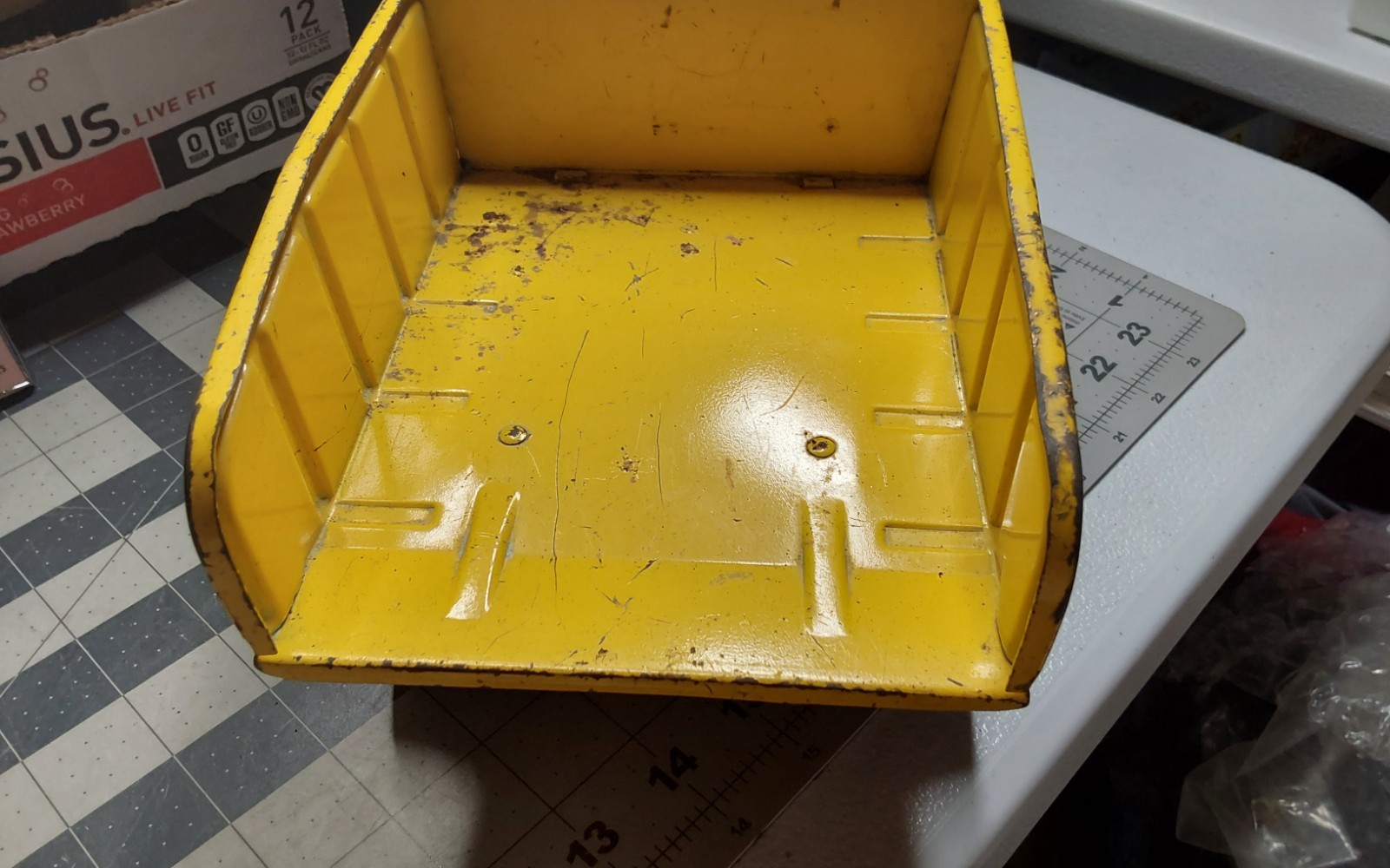 Tonka Pressed Steel Square Front Yellow Red Dump Truck