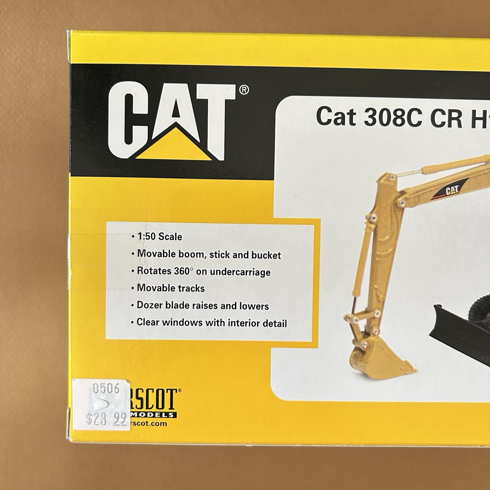 NORSCOT CAT 1:50 55129 308C CR Hydraulic Excavator Yellow