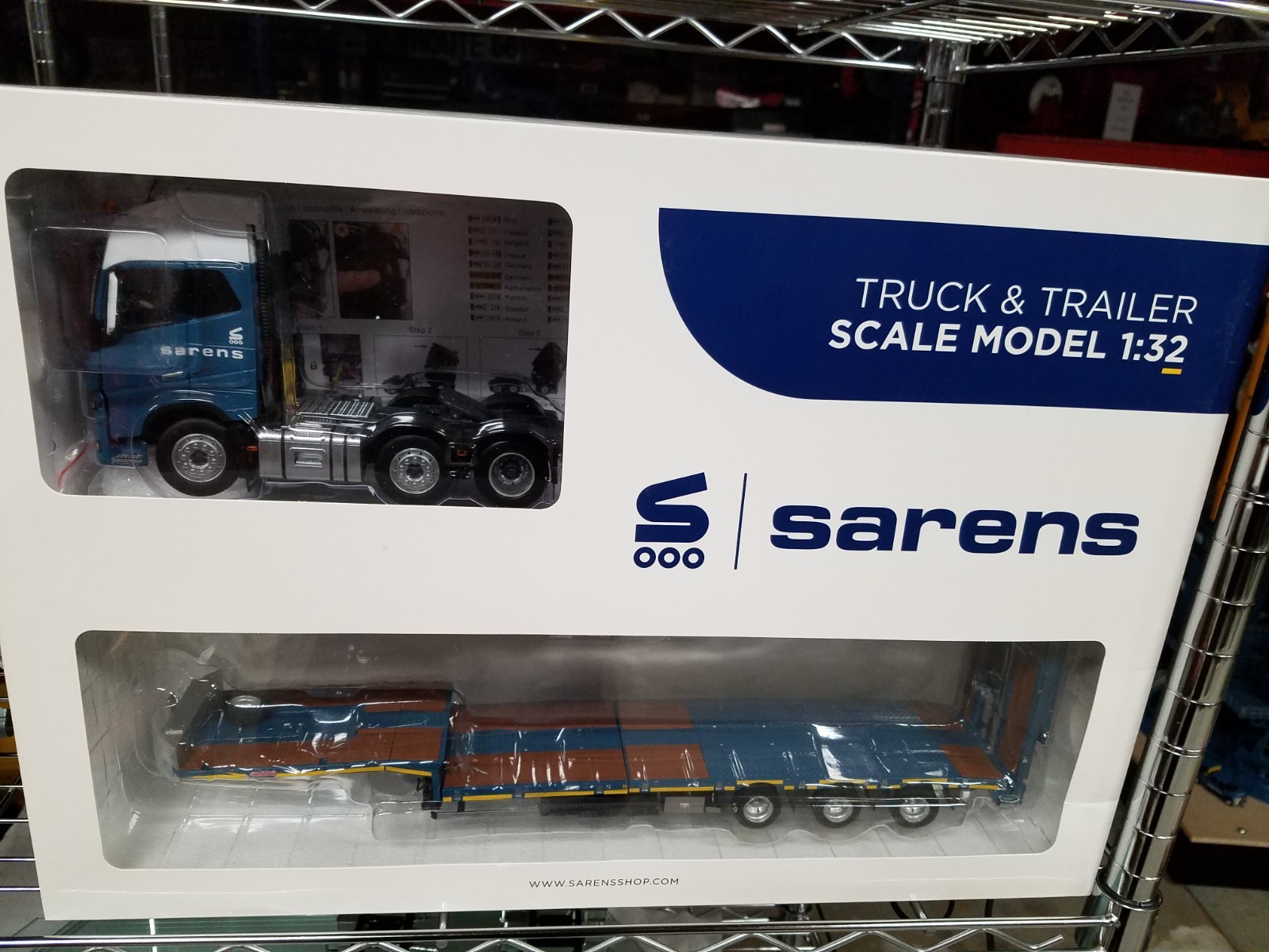 Large 1/32 scale SARENS Volvo FH16 6×2 Truck and Nooteboom Lowboy Trailer, MIB