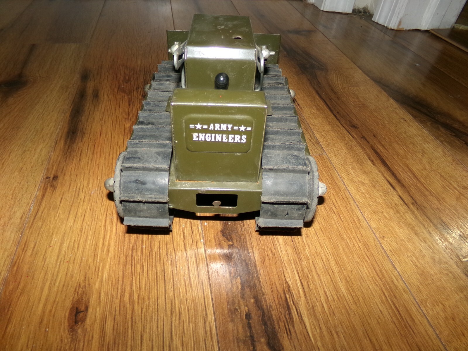 Vintage 1960s Structo Green U.S. Army Engineers Bulldozer Pressed Steel Toy Rare