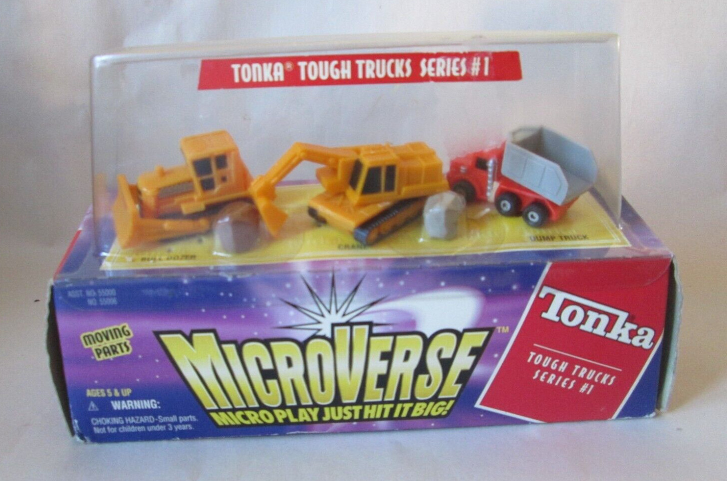 1996 Kenner Microverse Tonka Tough Series #1 Crane, Bull Dozer & Dump Trucks
