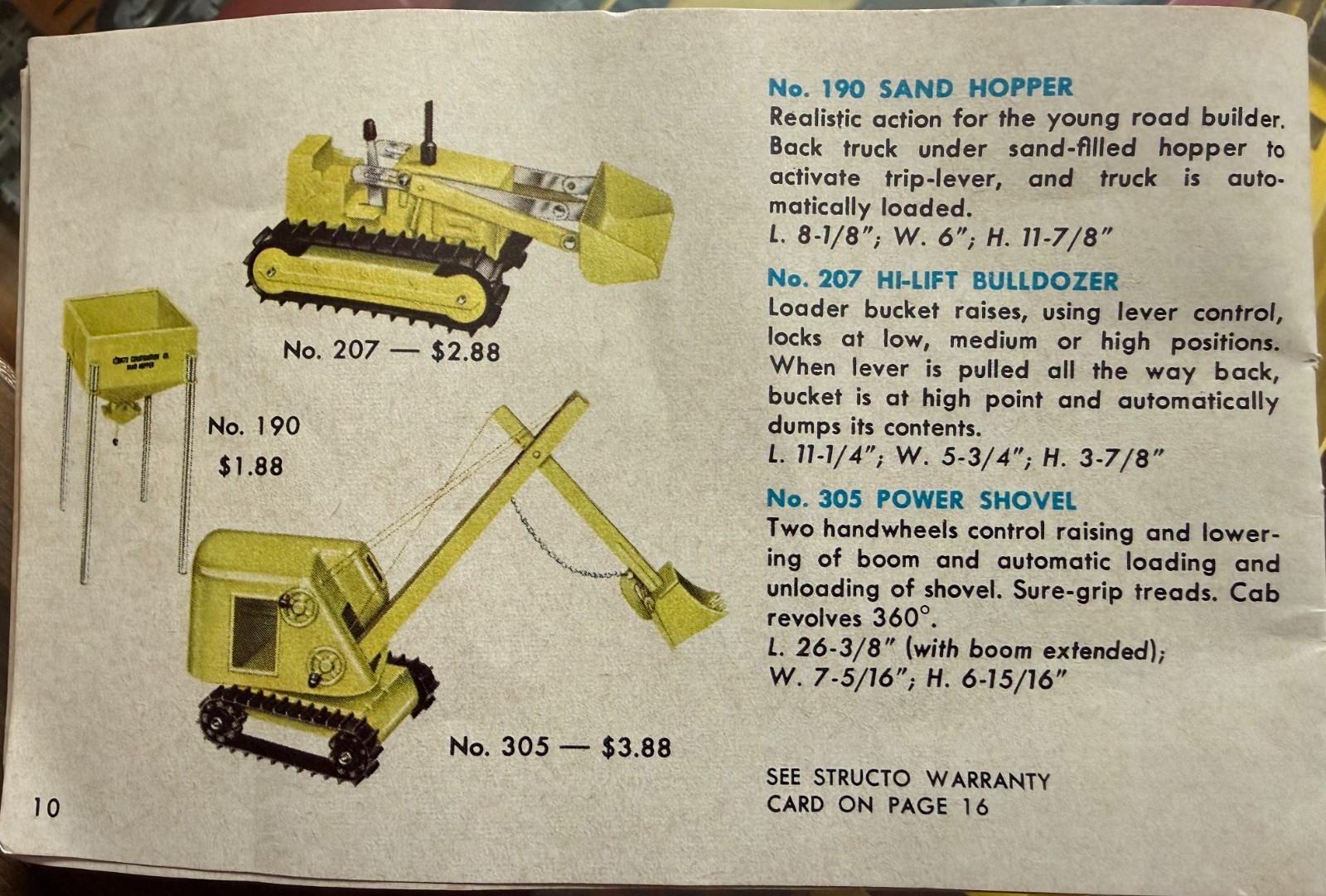 RARE Vtg Structo 1960&rsquo;s Hi-Lift Bulldozer & Sandloader Pressed Steel Made in USA