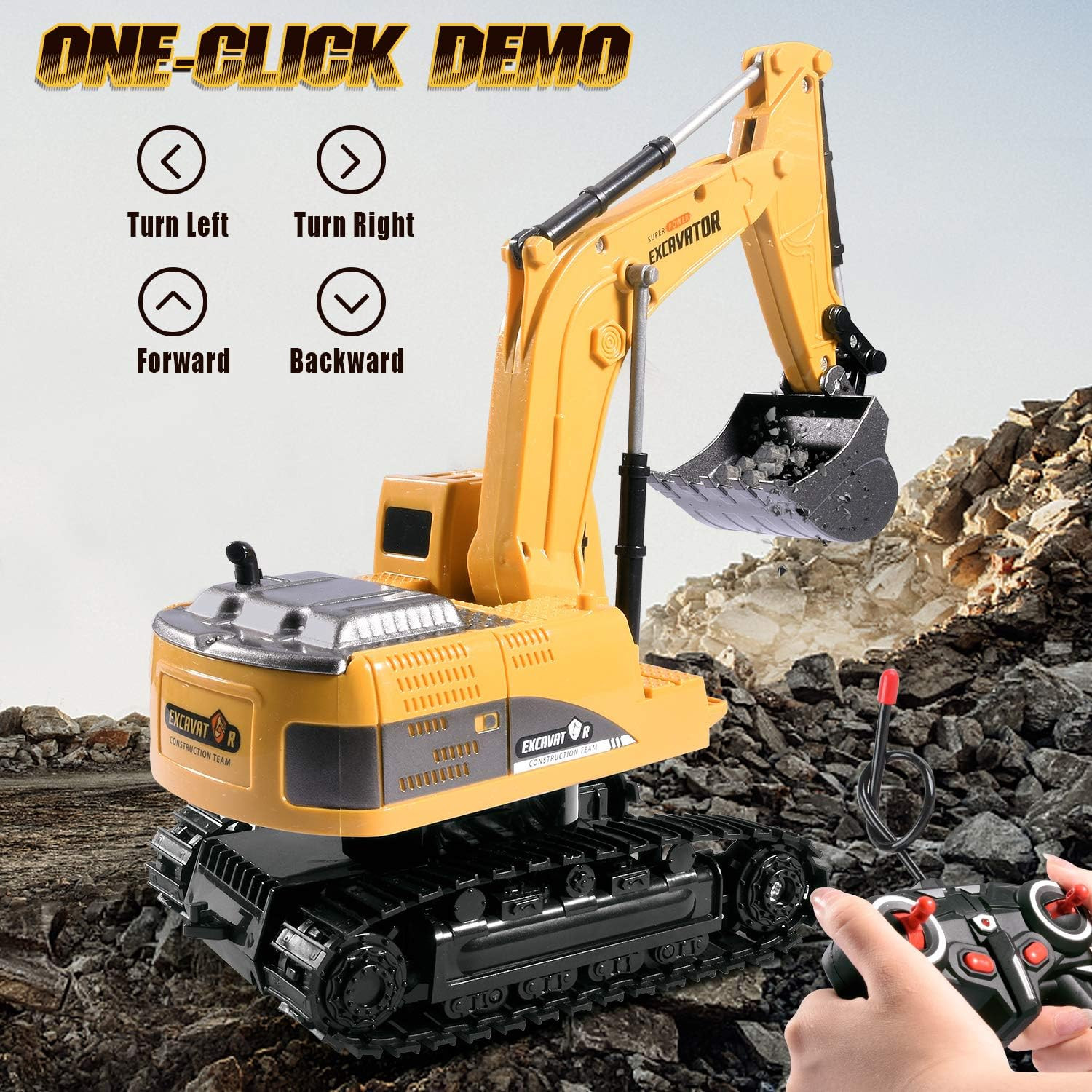Construction Excavator Toy – Kids Toy Engineering Digger Truck, Remote Control R