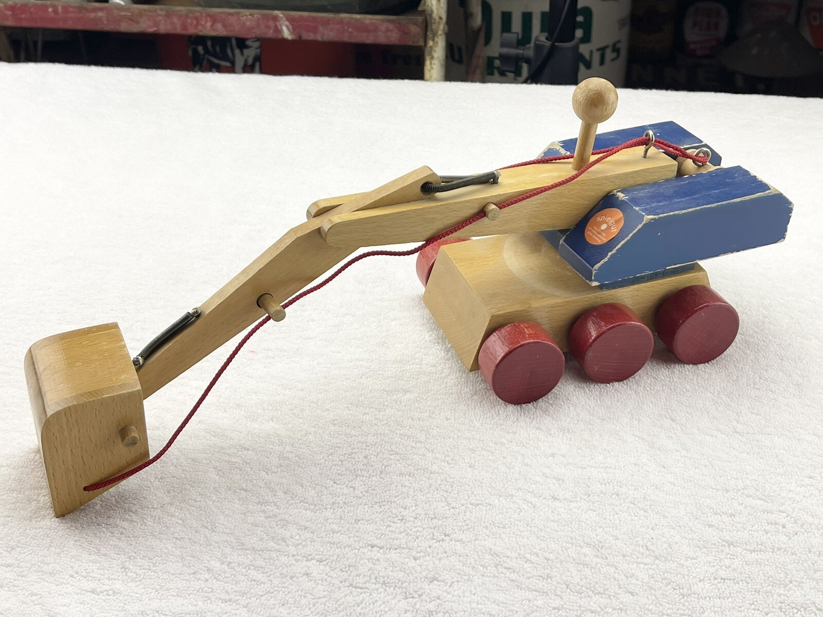 Vintage Spiel Gut Konrad Keller Backhoe Excavator Wood Toy Good Condition German