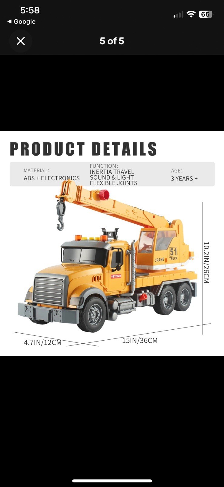 Crane Truck Toy Construction for Kids – Extendable Arm, Sounds, Lights!! FUN!