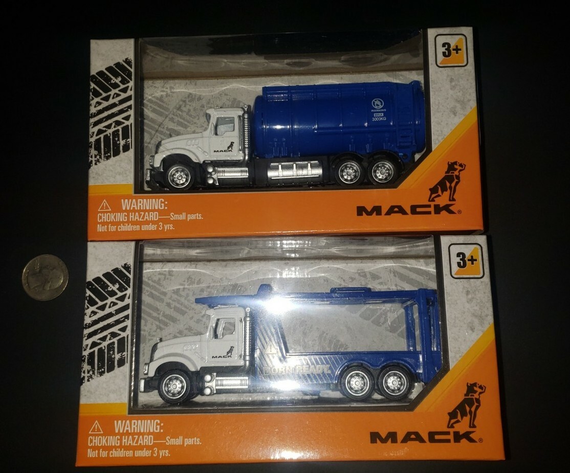 Wonderlanes Toys Mack Granite Power Fuel Tanker Truck & Car Transporter