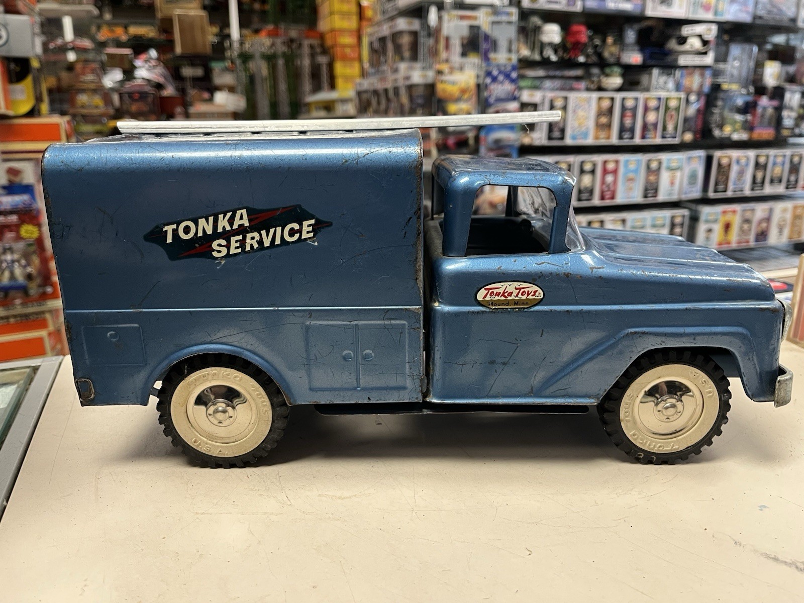 * VINTAGE TONKA SERVICE TRUCK PRESSED STEEL BLUE 13 INCHES LONG *ST