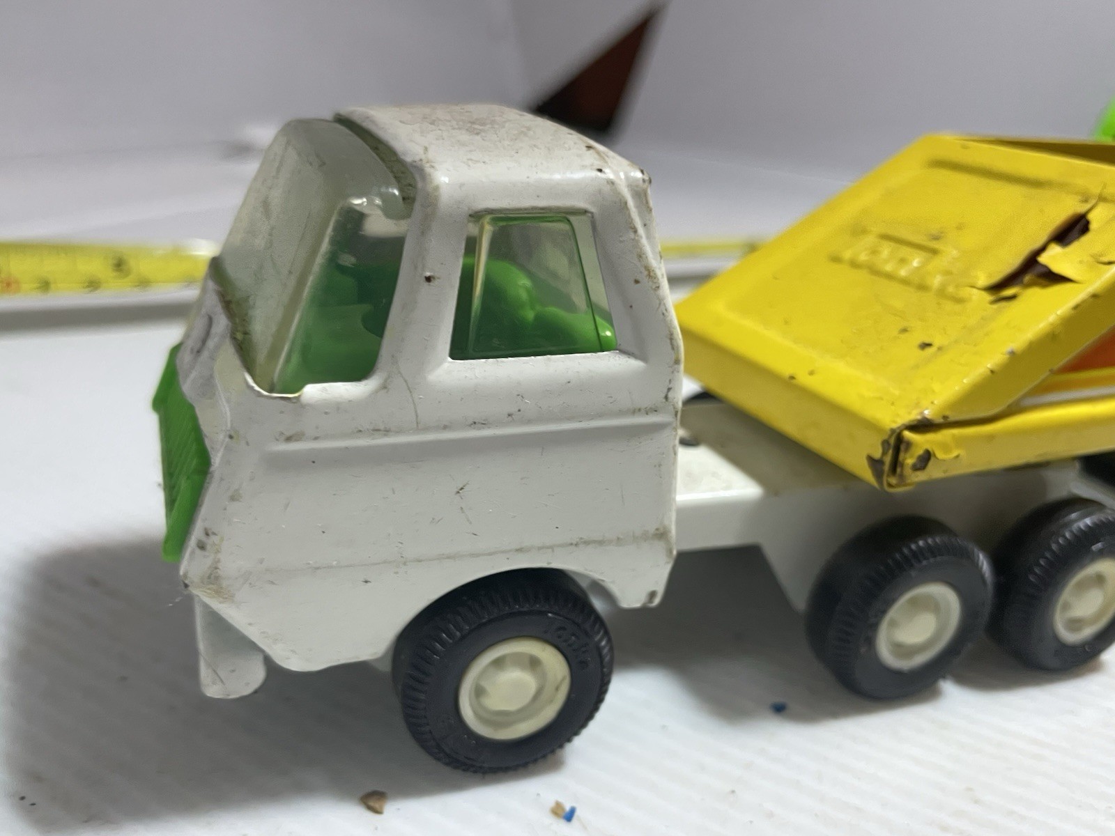 vintage 1970 Tiny Tonka pressed steel toy truck Mini Bottom Dump Tractor Trailer