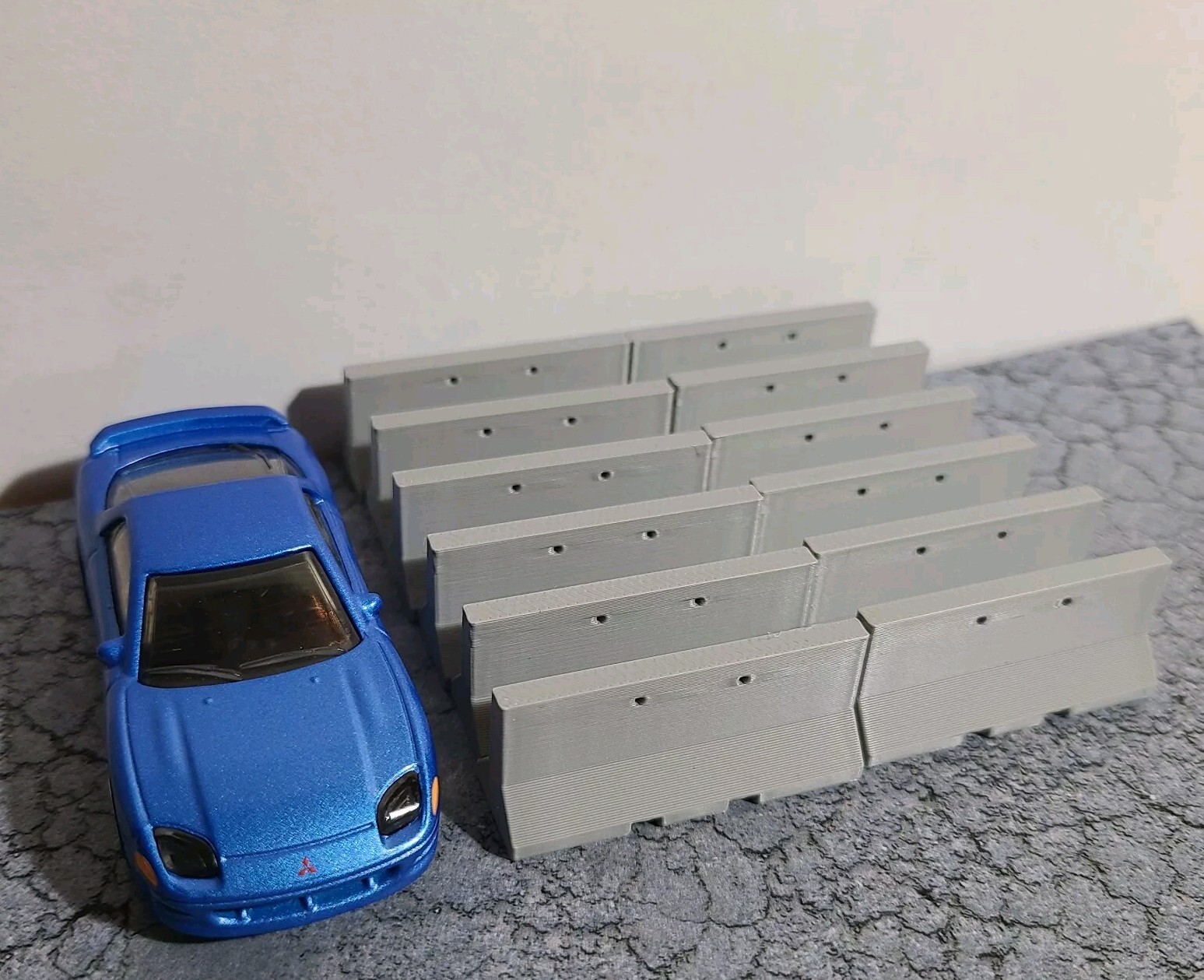 1/64 Scale Jersey Highway Barriers *12 Pack* Gray. Diorama Street Race Cars