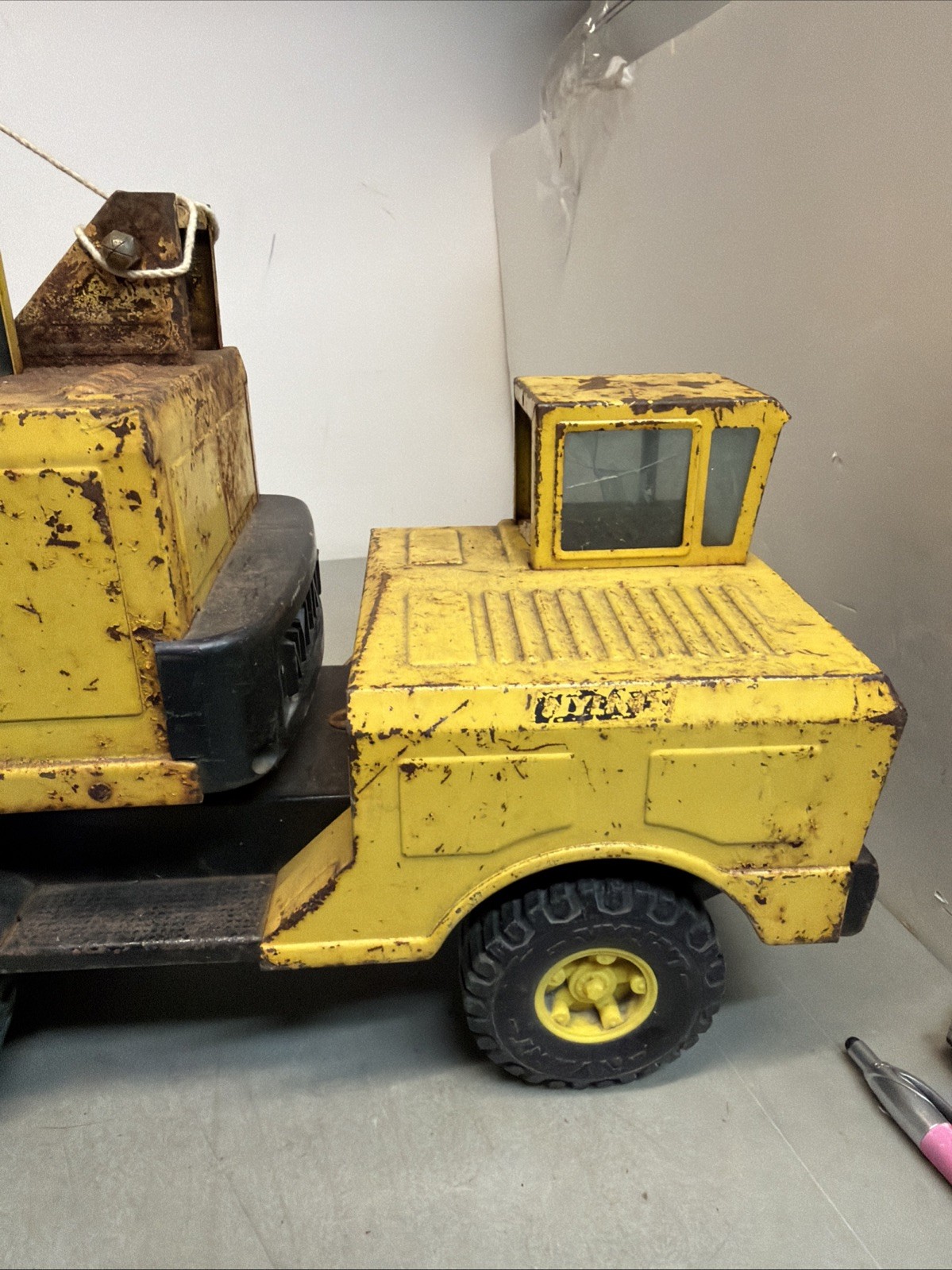 Vintage 1960s NY-LINT Toy Truck Michigan Equipment Crane Metal Pressed Steel