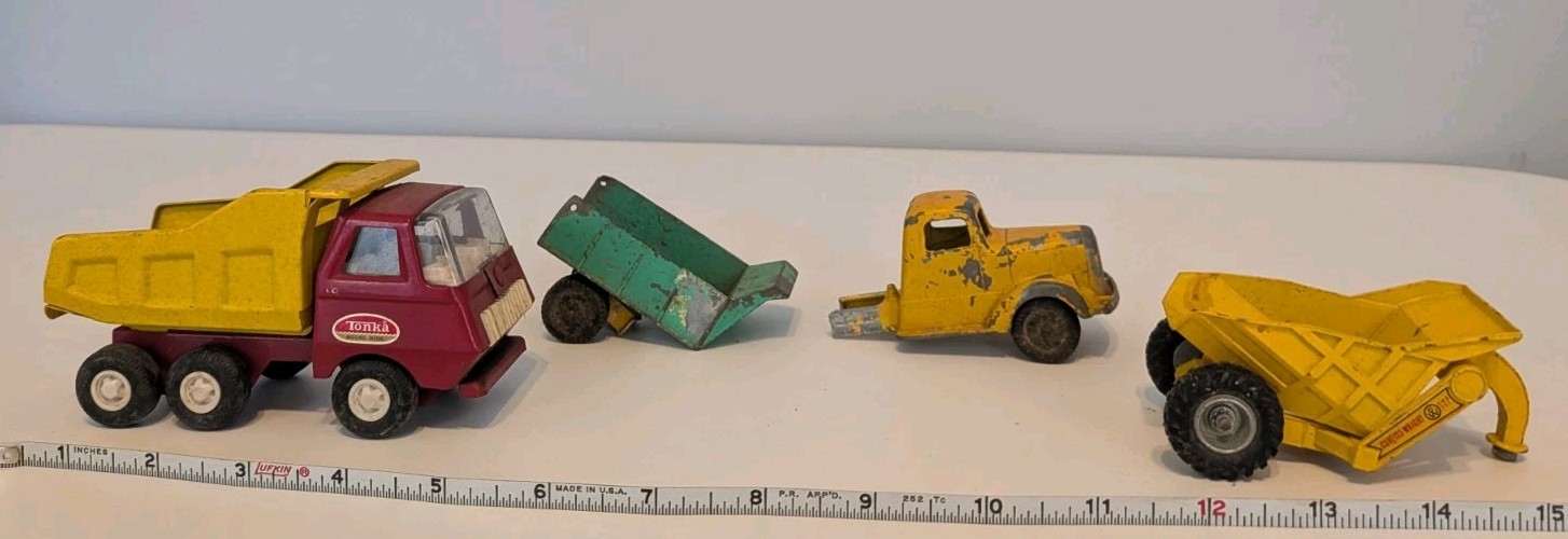 Vintage Tonka Tootsietoy Dump Truck Lot Curtiss Wright Mini Construction Toys