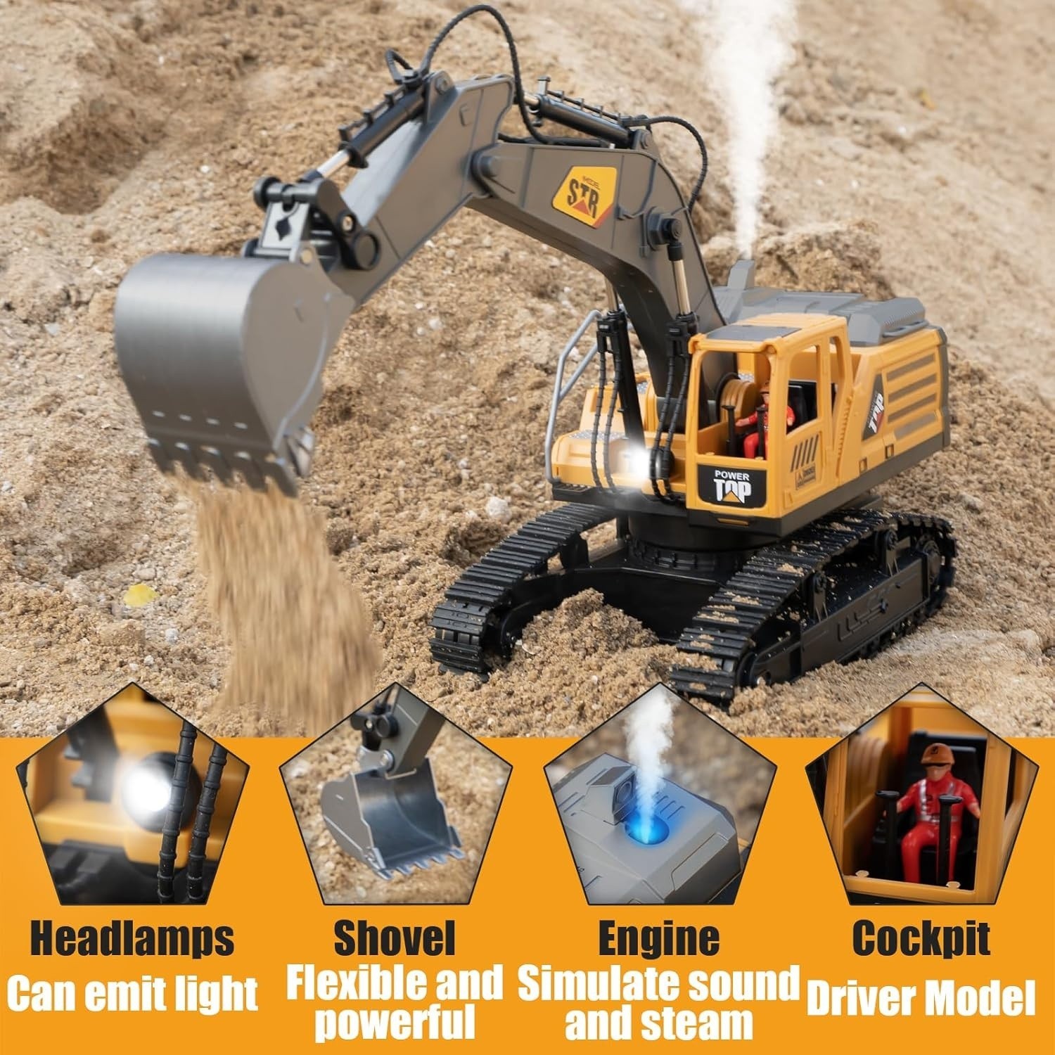 Construction Excavator Toy – Kids Toy Engineering Digger Truck, Remote Contro