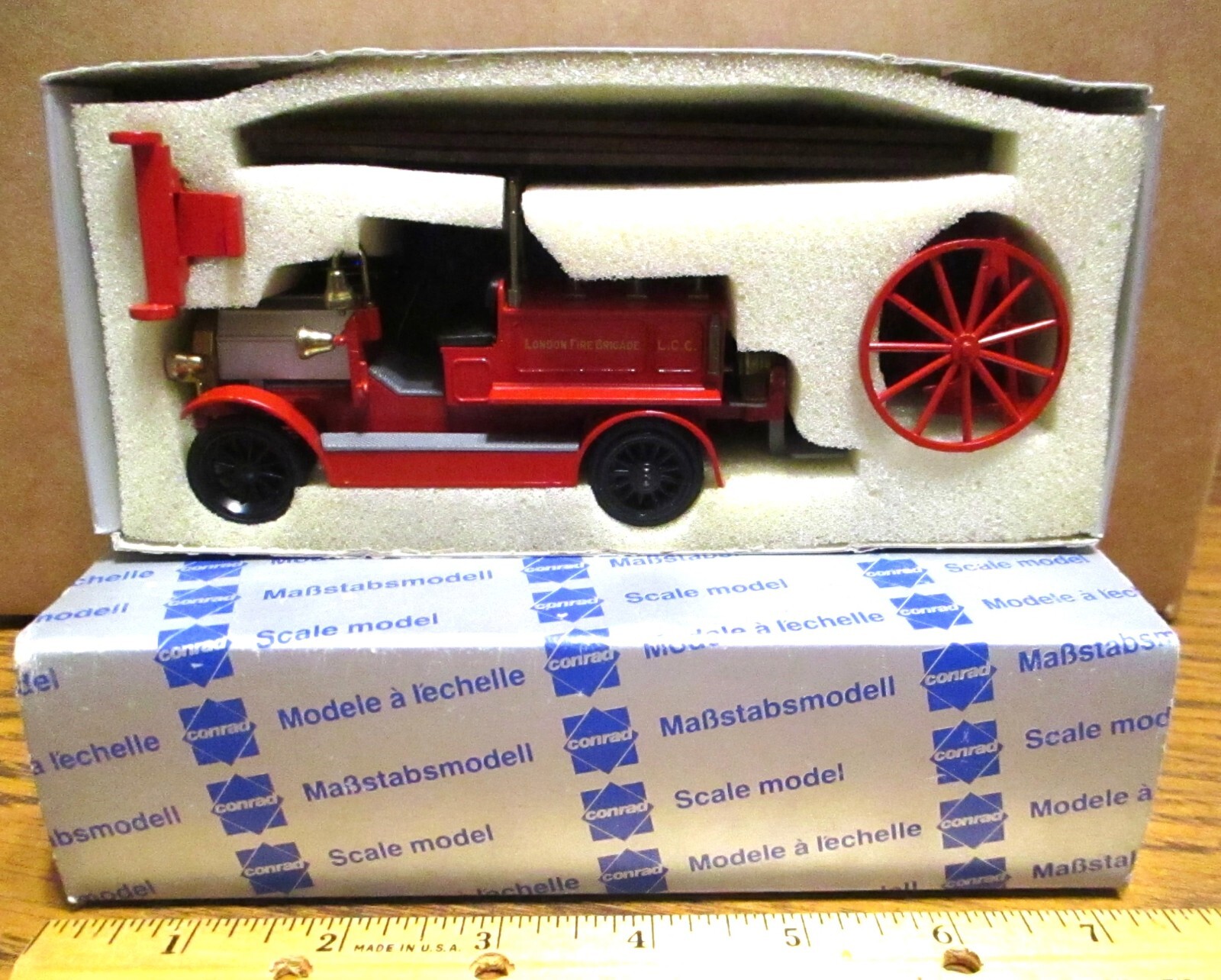 Conrad #1025 London Fire Brigade LCC Truck Engine 1:43 W Germany Die Cast Metal