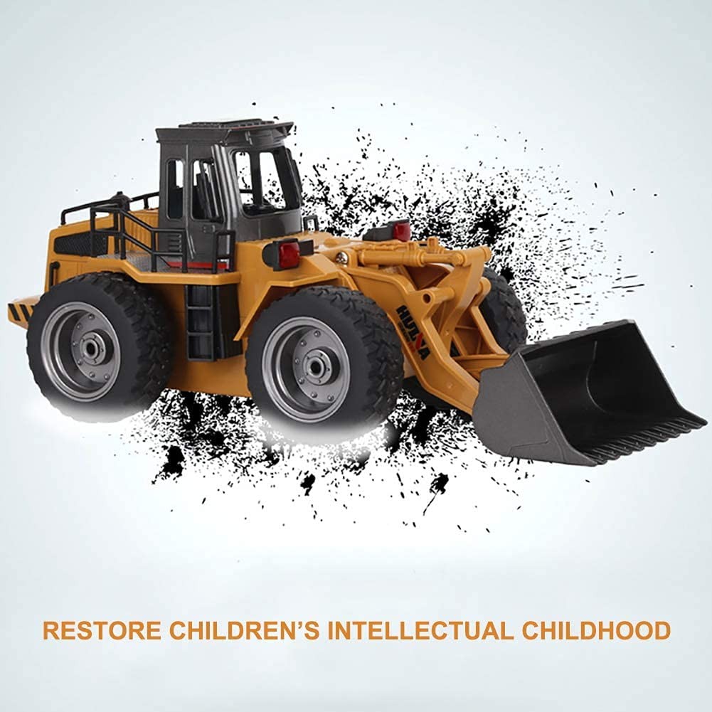Remote Control Bulldozer Toy Truck, 1/18 Scale RC Metal Rc Front Loader 4WD C…