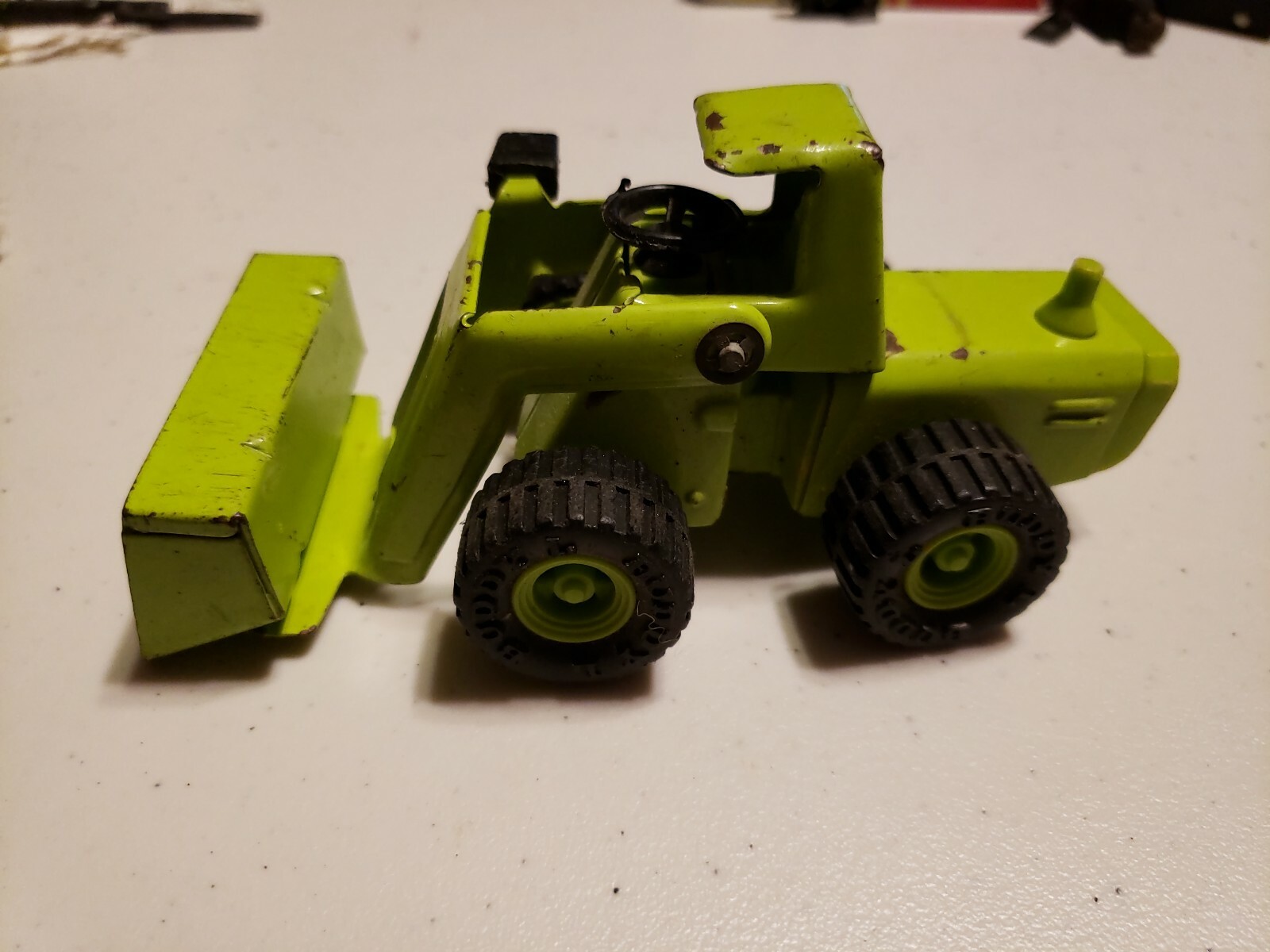 Vintage Green Metal Buddy L Construction Vehicle Front End Loader Toy 5.5&Prime;