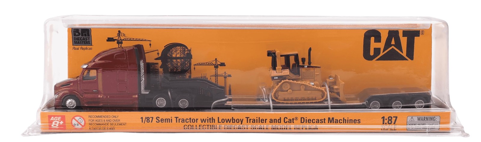 Diecast Masters Lowboy Trailer Caterpillar D5M Dozer Steel Multicolor 10in 1 87