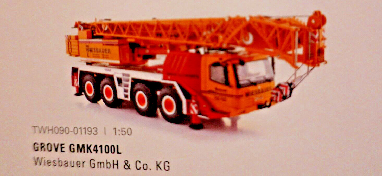 TWH 090-01193 WIESBAUER GMBH & CO KG GROVE GMK4100L CRANE – 1:50 SCALE NIB