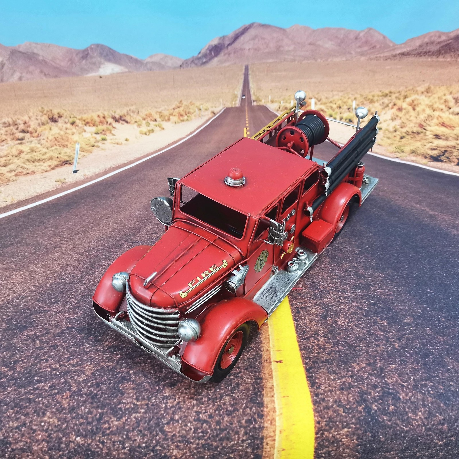 Truck Model Retro Fire Diecast Metal Miniature Vehicles Large Fire Fighting T…