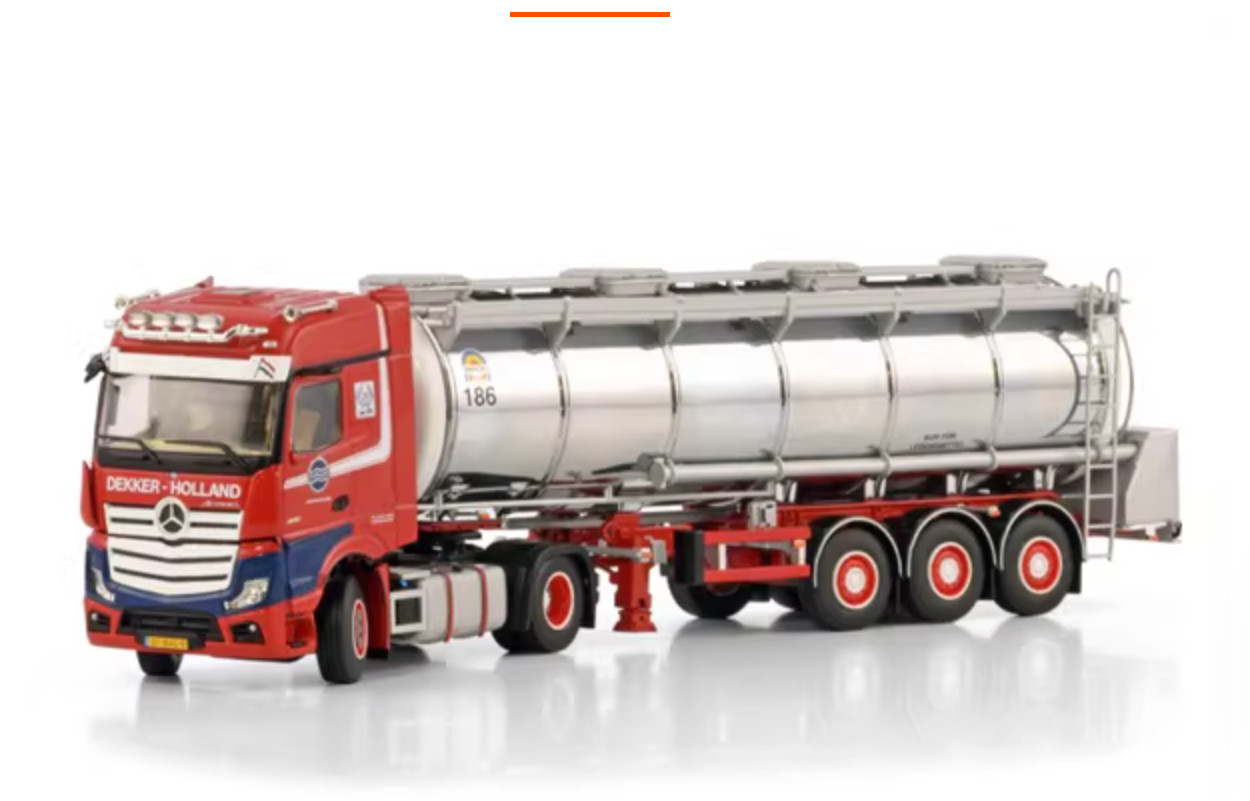 WSI 1:50 MB MP5 4×2 Dekker Tanktransport Chrome Tanker Diecast Model 01-4364
