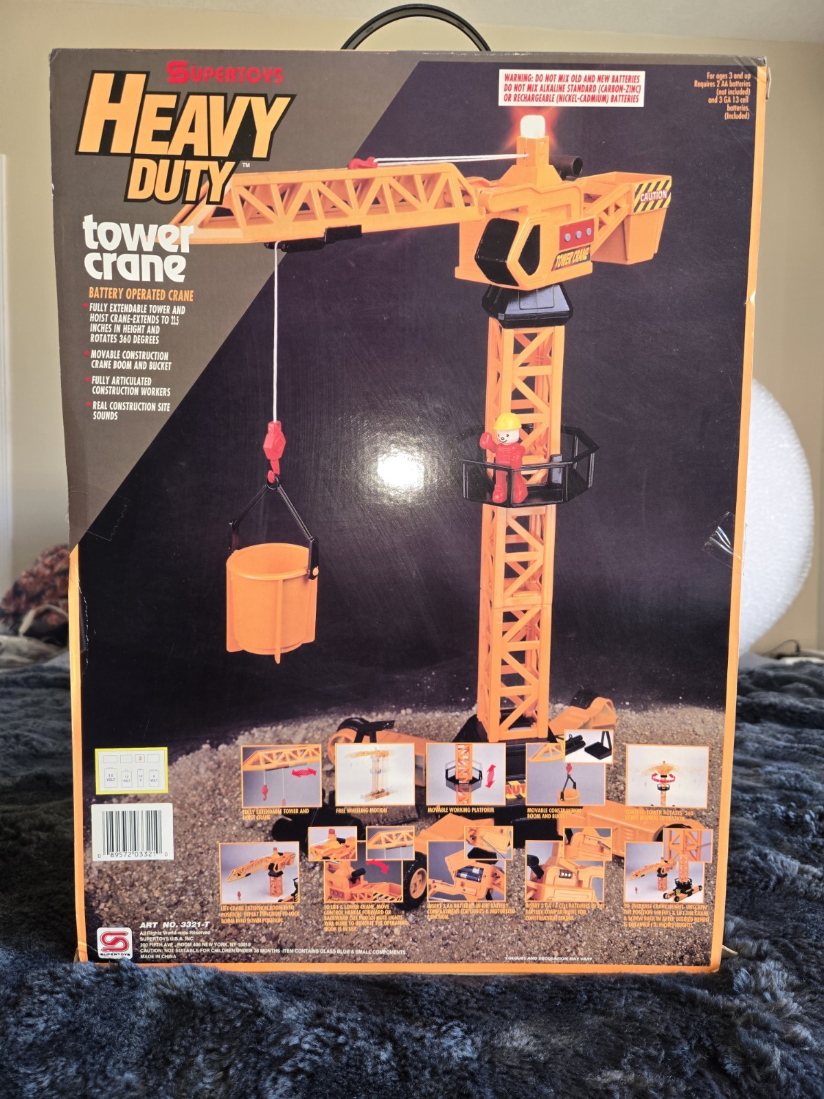 SUPERTOYS HEAVY DUTY TOWER CRANE #3321-T Vintage (1998) new in box B-OPERATED