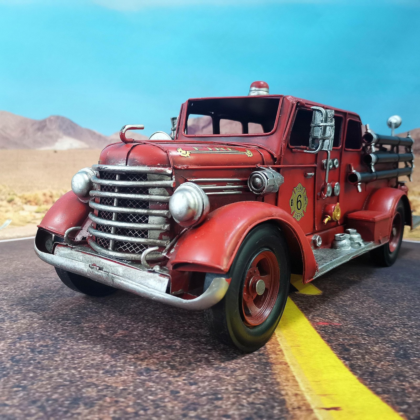 Truck Model Retro Fire Diecast Metal Miniature Vehicles Large Fire Fighting T…