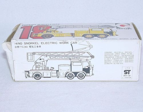 Grip Zechin 1:100 HINO SNORKEL AERIAL WORKER ELECTRIC WORK TRUCK #18 MIB`78 RARE
