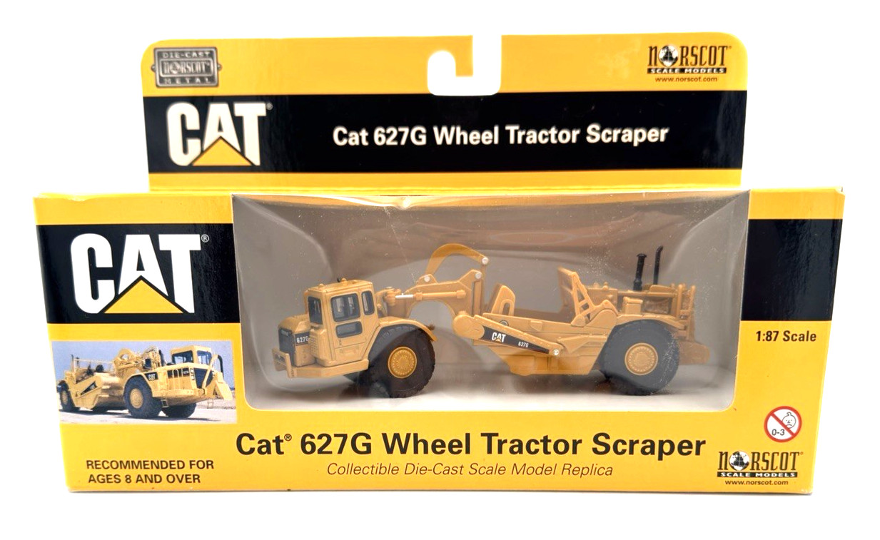 HO Gauge Norscot Die Cast Cat 627G Wheel Tractor Scraper In Sealed Box
