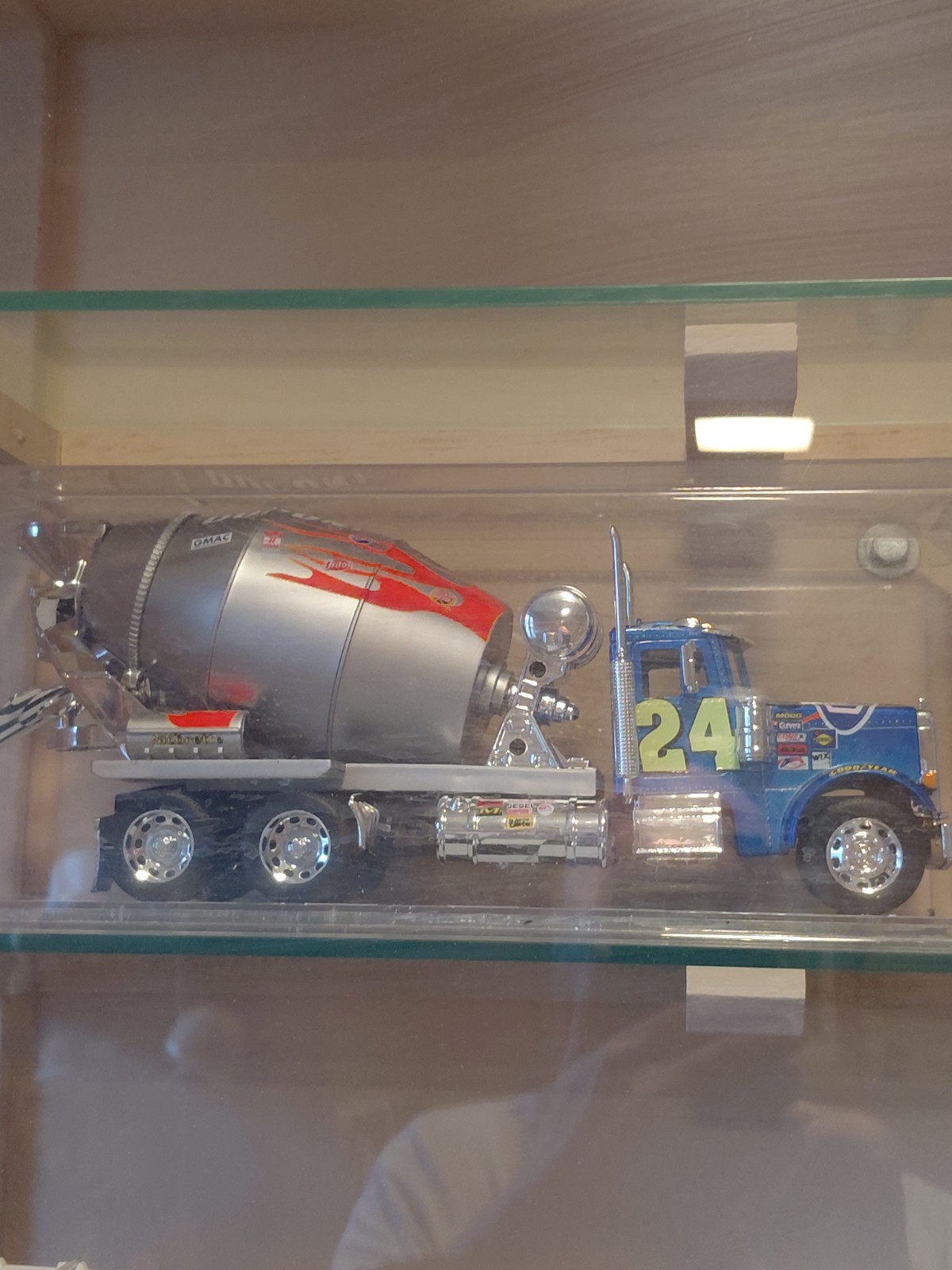 MAC Diecast Cement Mixer Truck Blue Silver Red Model with Number 24 Contemporary