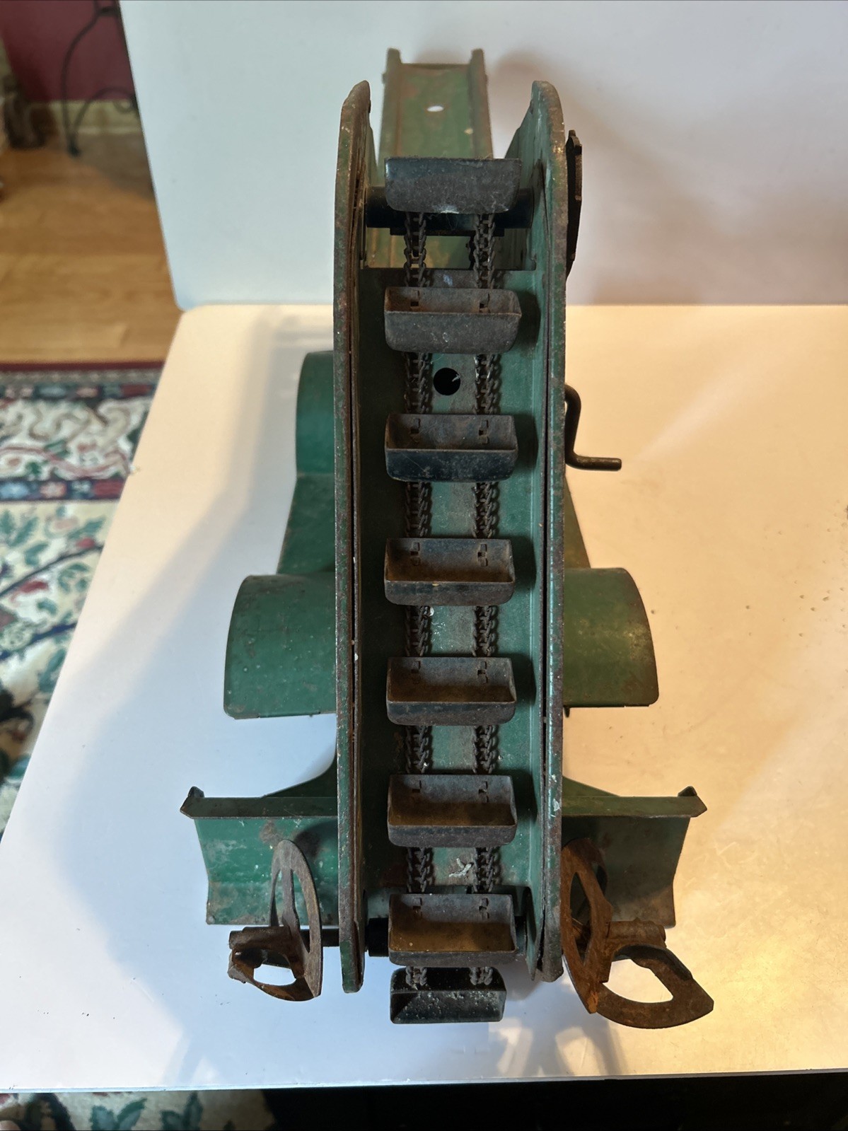 DOEPKE MODEL TOYS 1953 BARBER GREEN MOBILE BUCKET LOADER STEEL TOY NEEDS WORK