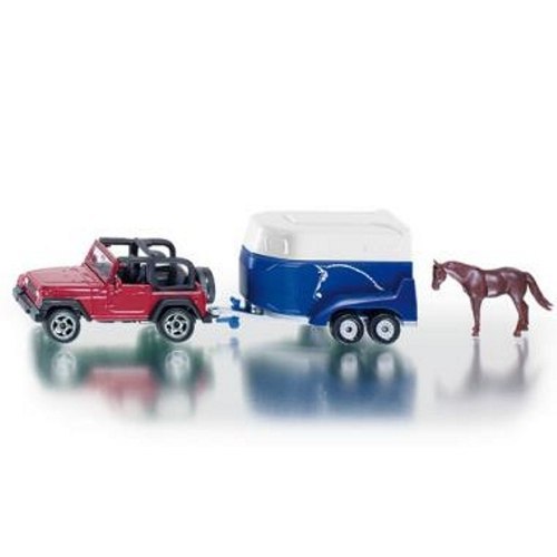 NEW SIKU 1651 BLISTER PACK Jeep With Horse Trailer And Horse Diecast Model