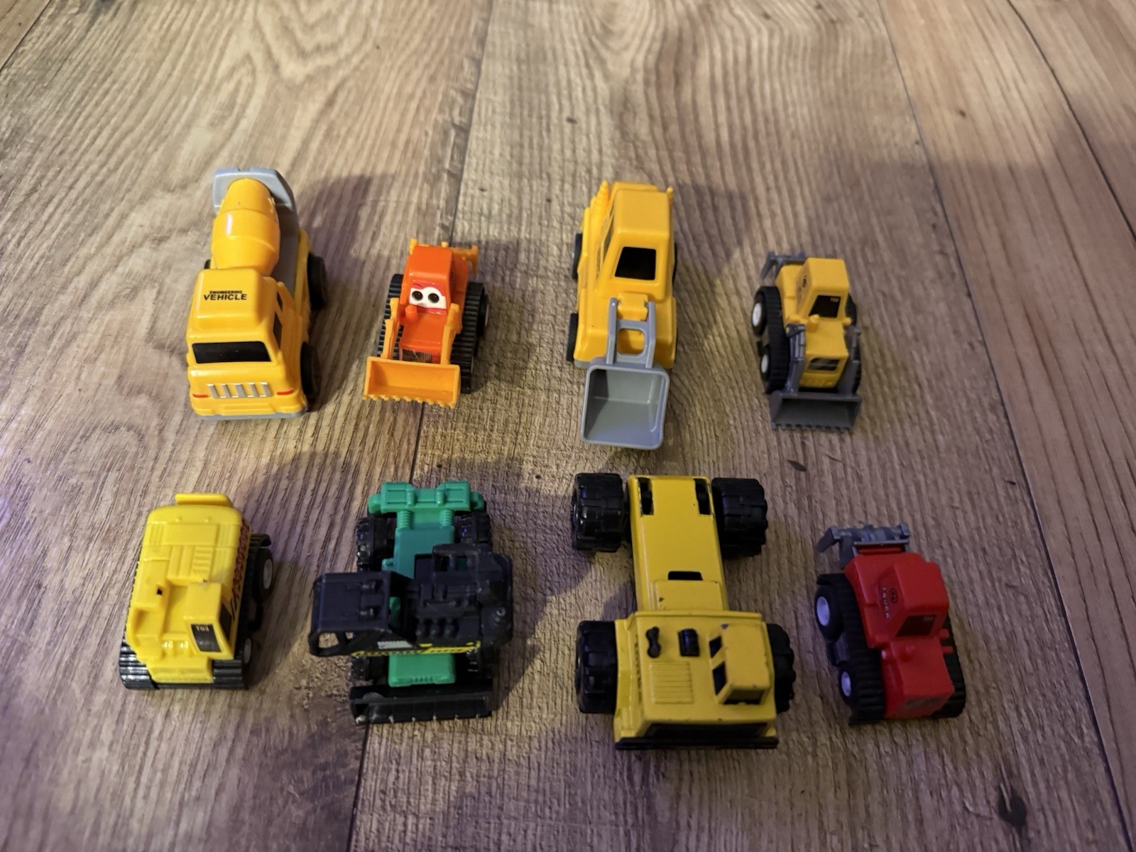 Plastic and metal Toy Construction Vehicles Lot, Cement Mixer Bulldozer