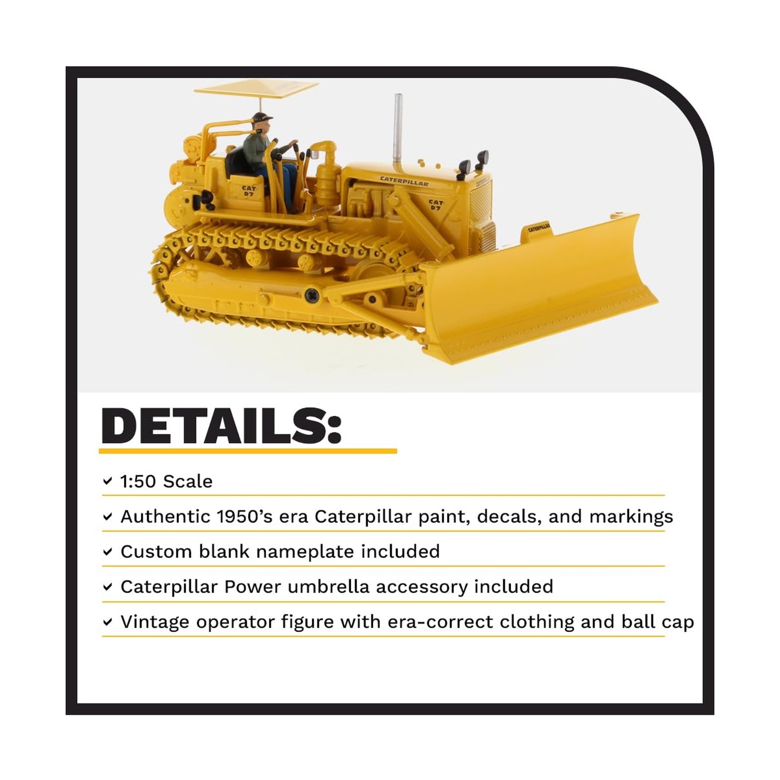 Diecast Masters 1:50 Caterpillar D7C Track-Type Tractor | Vintage Series Cat …