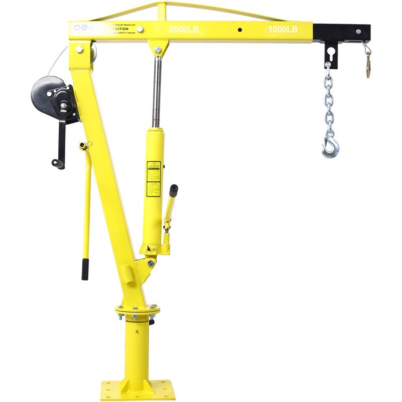 2000 lbs Hydraulic Pickup Truck Crane Hoist Jib Crane 360° Swivel Hoist Lift