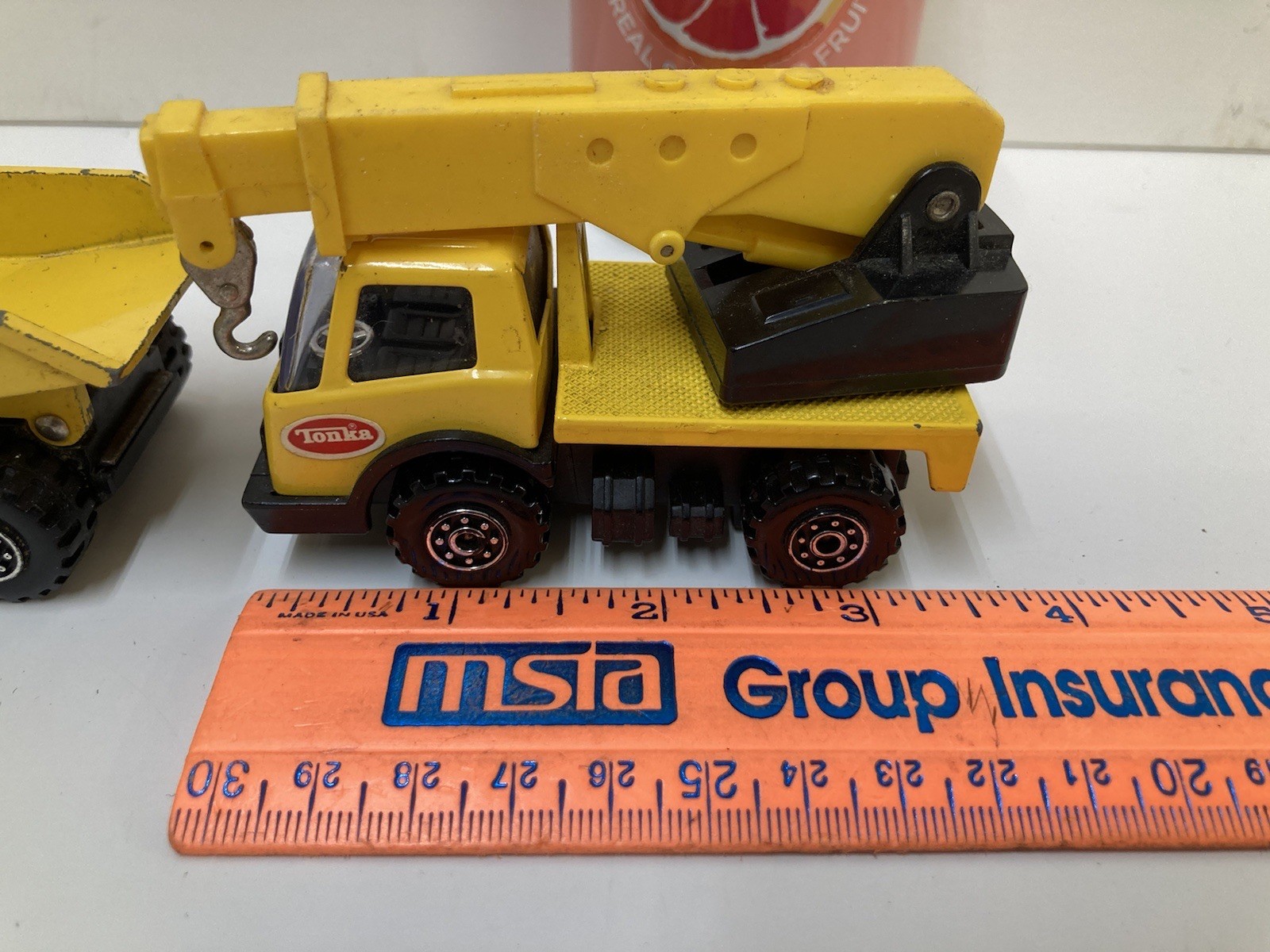 2 Small Vintage 3.5” Long Metal Toy Tonka Trucks. Made In Japan