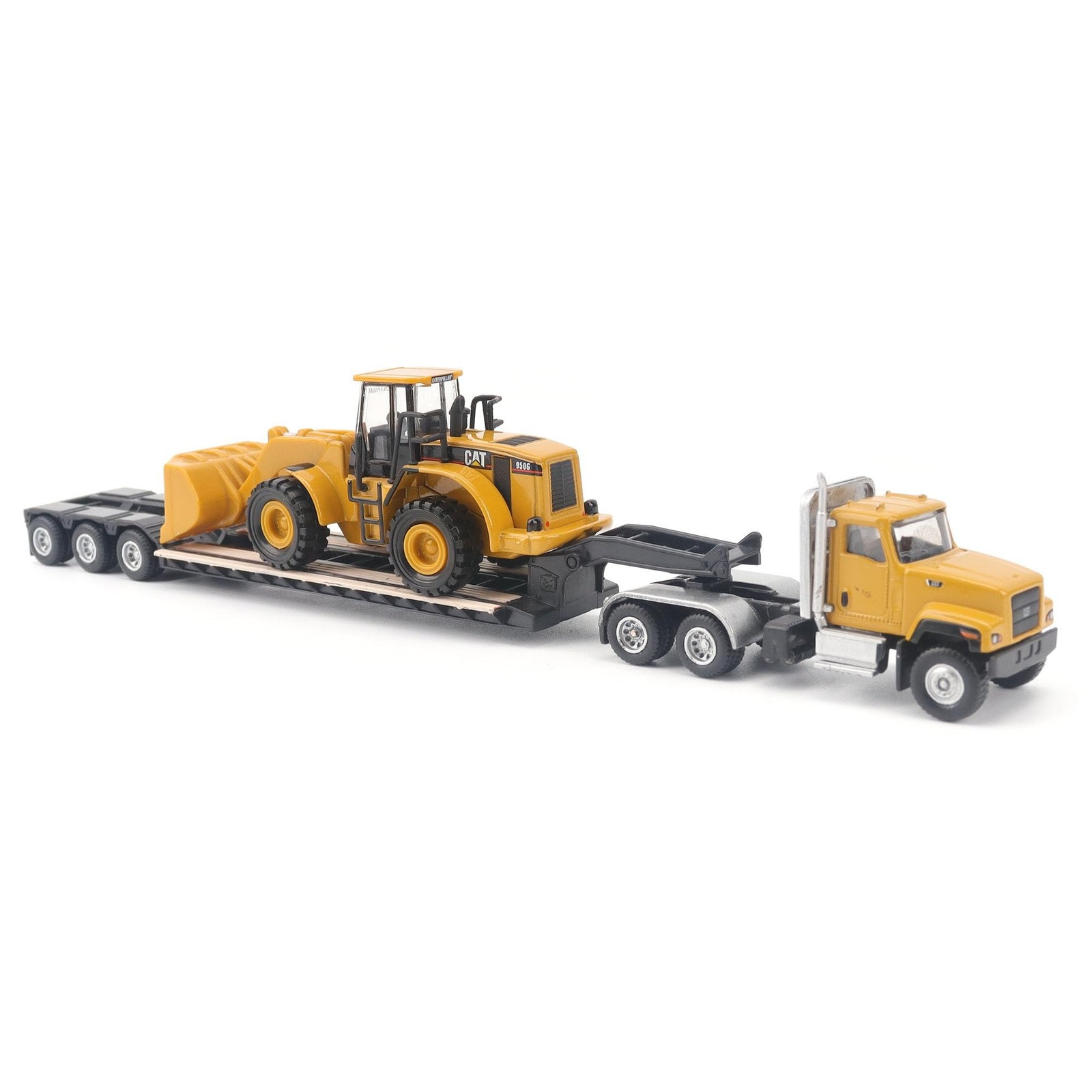 Diecast Masters | 1:87 Scale Cat CT681 Day Cab Tractor with Lowboy Trailer an…
