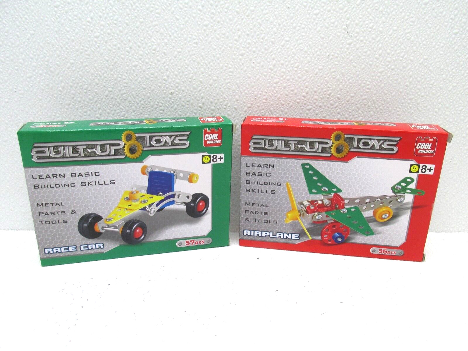 LOT OF 2 Built-Up Toys Learn Basic Building Skills Airplane & Race Car Ages 8+