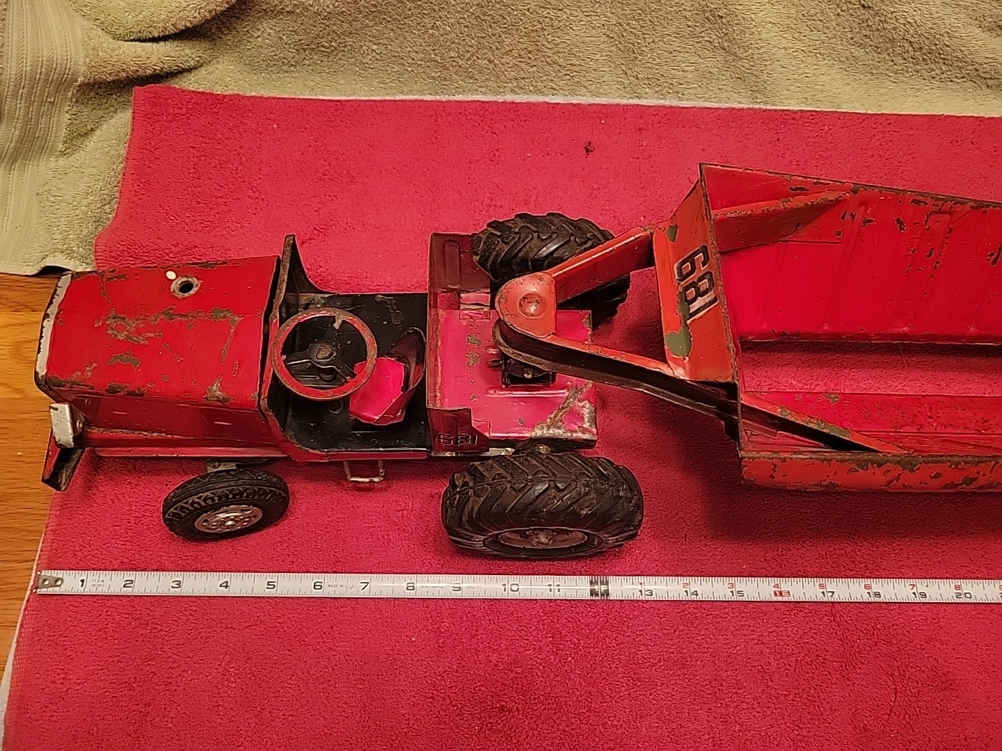 Doepke Model Toys Rossmoyne Euclid Bottom Dump Earth Mover Hauler Red 28&Prime; 1950s