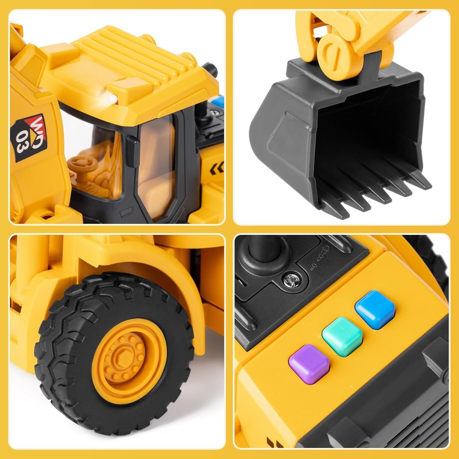 Durable 1:16 Scale Excavator Toy with Lights & Action for Children 3 +
