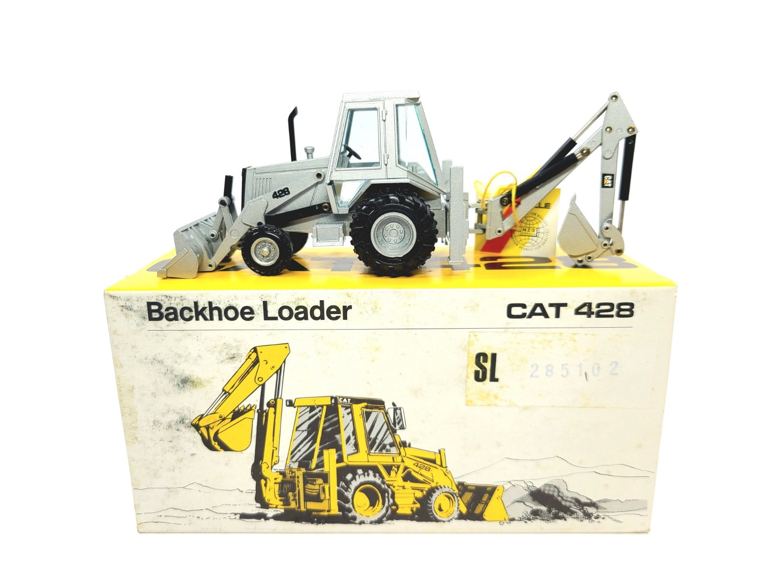 Caterpillar Cat 428 Backhoe Loader Cab – Silver NZG 1:50 Scale Model #285.1S New