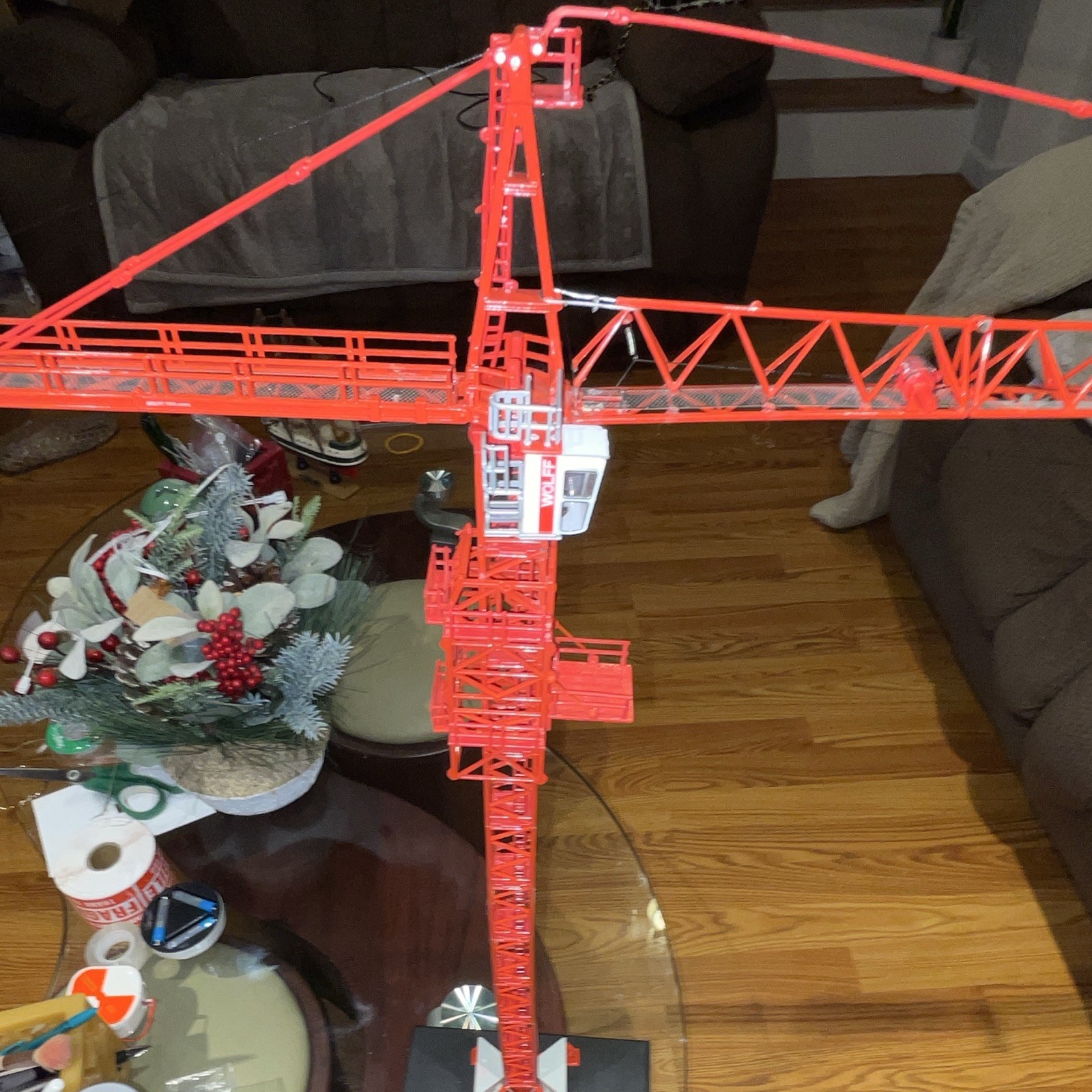 Wolff Series Red White Tower Crane Diecast Construction Model 1:87 Scale